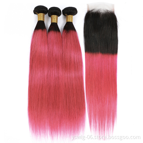YS Wholesale Cuticle Aligned Color Pink Raw Virgin Indian Hair, Human Hair Weave, 1b/Pink# Unprocessed Hair Vendors